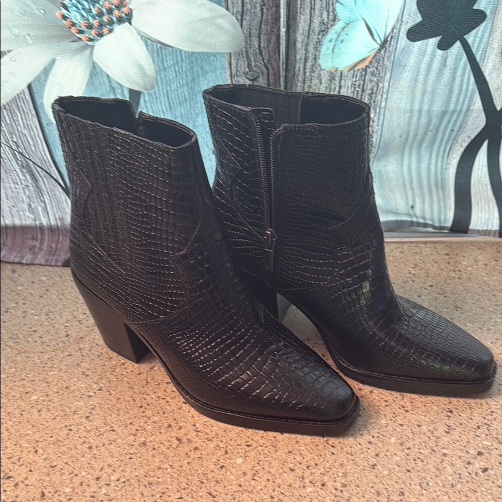 Lucky Brand Black Ankle Boots  with Western Flair